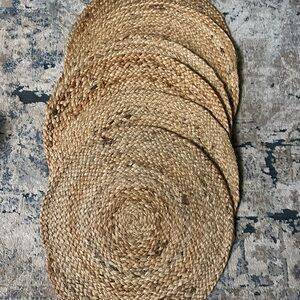 Food Network Natural Tan Braided Round Placemats - Set of 6